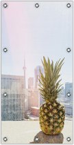 Tuinposter Ananas in de Stad 100x200cm- Foto op Tuinposter (wanddecoratie voor buiten en binnen)