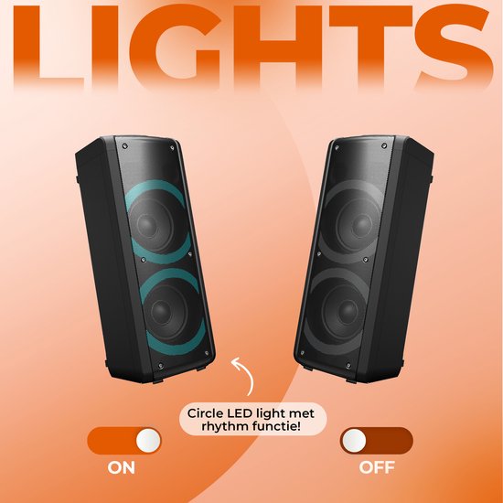 Denver Bluetooth Speaker Party Box - Discolichten - Partybox - Incl. Microfoon - BPS352 van Denver — afbeelding 4