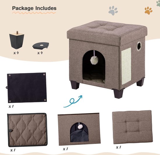 FANTASK Kattenmeubel – 3 Verdiepingen Met Krabplank, Sisal En Zachte Matten, Tot 20 Kg