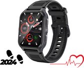 Tijdspeeltgeenrol Smartwatch - Heren & Dames - HD Touchscreen - Stappenteller, Calorieteller, Slaapmeter - Compatibel met Samsung, iPhone, Apple iOS, Android - Zwart