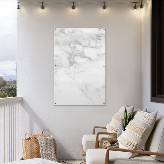 Affiche jardin - Toile jardin - Posters de jardin extérieur - Marbre - Wit - Grijs - Luxe - Aspect marbre - Pierre - 80x120 cm - Jardin.