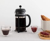 koffiezetapparaat- draagbare cafetière met drievoudige filters- hittebestendig glas met roestvrijstalen 1 L