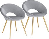 Rootz Set van 2 eetkamerstoelen - Met fluweel beklede stoelen - Gouden metalen poten - Ergonomisch en esthetisch ontwerp - Stabiel en duurzaam - Antislipeigenschappen - 78 cm x 35 cm x 45 cm