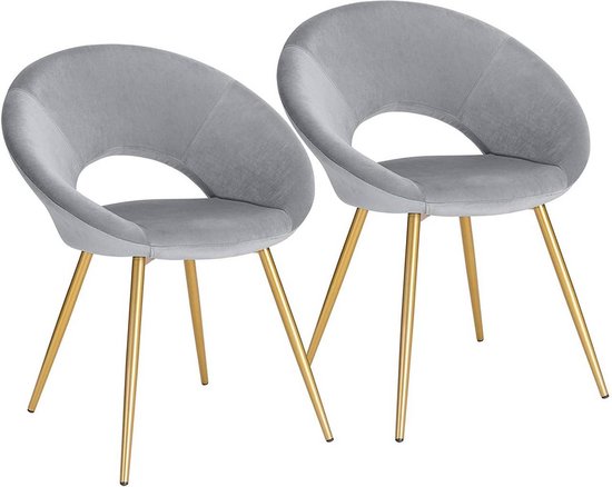 Rootz Set van 2 eetkamerstoelen - Met fluweel beklede stoelen - Gouden metalen poten - Ergonomisch en esthetisch ontwerp - Stabiel en duurzaam - Antislipeigenschappen - 78 cm x 35 cm x 45 cm