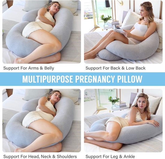 Coussin de grossesse - Forme C, housse jersey, coussin de grossesse, kussen et kussen pour femme enceinte