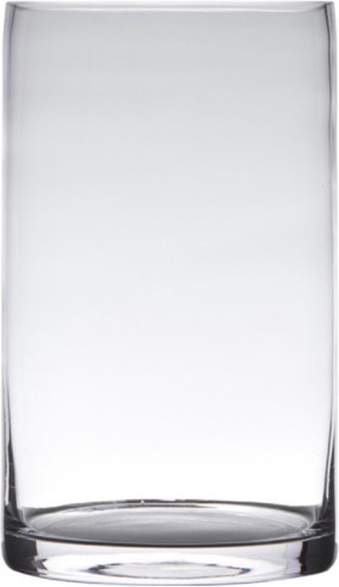 Transparante home-basics Cilinder vorm vaas/vazen van glas 40 x 15 cm - Bloemen/takken/boeketten vaas voor binnen gebruik