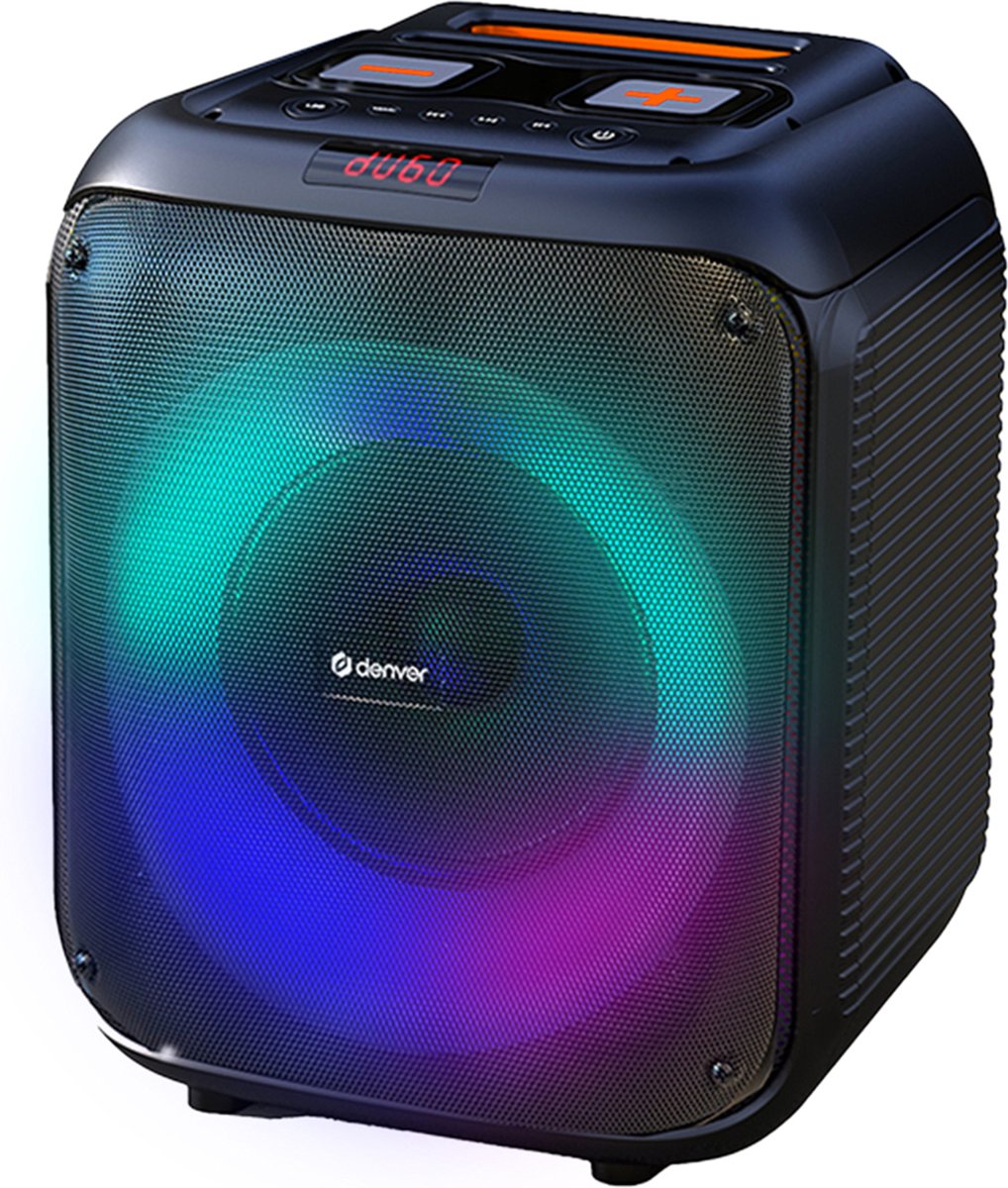 Denver Bluetooth Speaker Party Box - Discolichten - Incl. Afstandsbediening - Microfoon Aansluiting - BPS250 - Zwart