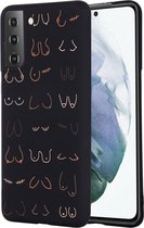 iMoshion Hoesje Geschikt voor Samsung Galaxy S21 FE Hoesje Siliconen - iMoshion Design hoesje - Zwart / Boobs all over - Black