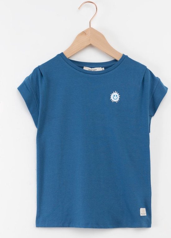 Sissy-Boy - Blauw T-shirt met geplooide details