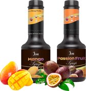Limonade | Bubble Tea Syrup | Smoothie Basis | Cocktail Syrup | Dessert Syrup | JENI Mango Syrup - 600g x 1 + Passionfruit Syrup - 600g x 1