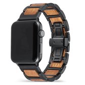 Apple Watch-bandje - mahoniehout en zwart staal 38-41 mm