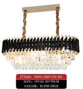 Mobset - Luxueuze Ovale Hanglamp - Zwart & Goud - 80*35 cm