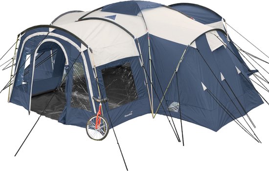 Skandika tunneltent Nimbus Sleeper voor 8 personen - Kampeertent met 3 slaapcabines, Sleeper-technologie, waterdicht, 5000 mm, 2,15 m stahoogte, verplaatsbare voorwand, voortent | Familietent