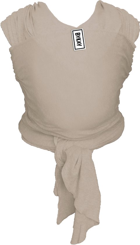 ByKay Stretchy Wrap Porte-bébé ergonomique Classic - Porte-bébé extensible pour nouveau-né jusqu'à 10 kg - 100 % Katoen biologique - Portage sur le ventre et les hanches - Sable - Taille unique