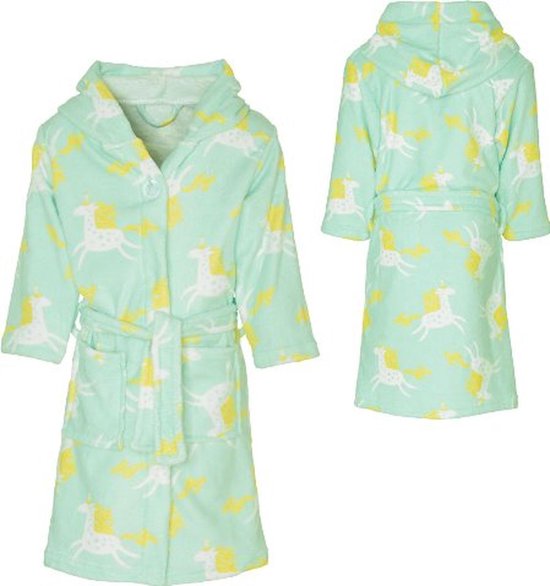 Kinderbadjassen met print-Unicorn mint-110/116