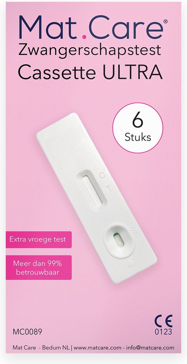 Goedkoopste Mat Care zwangerschapstest Thuistest Cassette Ultra - vroege zwangerschapstesten - extra gevoelig - 6 stuks