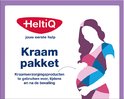 Heltiq kraampakket verpakking met het opschrift 'jouw eerste hulp Kraampakket' en een silhouet van een zwangere vrouw.