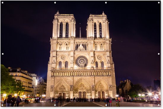Parijs - Notre Dame - Nacht - Tuinposter