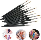 Set van 11 Kwasten - Fine Detail - Micro-mini-kwast - Penselen Schilderen - Dunne Kwast - Hobby - Gedetailleerd Schilderen, Nail Art, Schminken, Aquarel, Waterverf, Acryl, Olieverf - Modelbouw -lijntekening tekenen