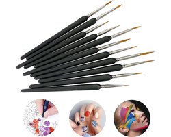 Set van 11 Kwasten - Fine Detail - Micro-mini-kwast - Penselen Schilderen - Dunne Kwast - Hobby - Gedetailleerd Schilderen, Nail Art, Schminken,…