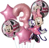 Minnie Mouse Ballonnen Set - Leeftijd: 3 Jaar - Roze Ballonnen - Kinderverjaardag - Feestversiering - Verjaardag Versiering - Mickey & Minnie Mouse - Disney Kinderfeestje - Feestpakket - Roze Verjaardag Ballonnen - MinnieMouse Ballonnen - Roze Ballon