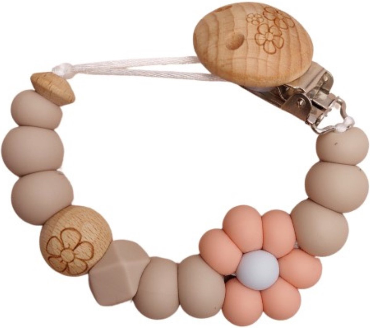 Goedkoopste Baby-kidsvilla, Siliconen speenkoord meisje bloem Dark Blush, Uniek handgemaakt kraam cadeau