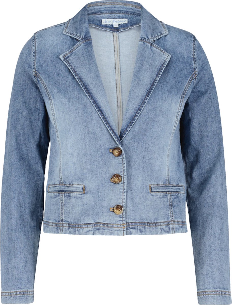 Red Button Blazer Blazer Crop Denim Srb4237 Midblue Dames Maat - S