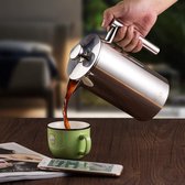 koffiezetapparaat- draagbare cafetière met drievoudige filters- hittebestendig glas met roestvrijstalen 1000 Milliliter