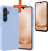 Hoesje Geschikt voor Samsung A25 Hoesje Siliconen Cover Case Met Screenprotector - Hoes Geschikt voor Samsung Galaxy A25 Hoes Back Case - Lichtblauw