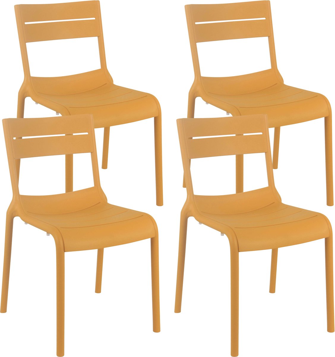 Oviala - Set van 4 mosterdgele kunststof terrasstoelen - Paname