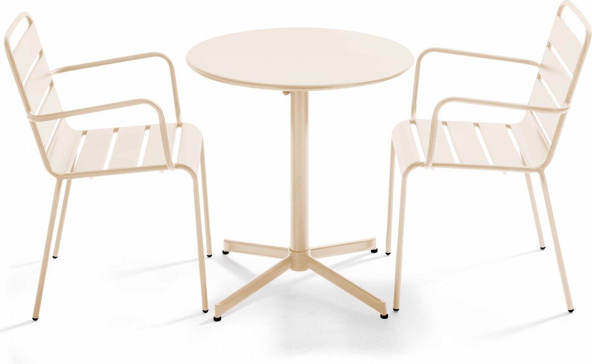 Oviala - Tuinset met tafel en 2 ivoorkleurige fauteuils - Palavas