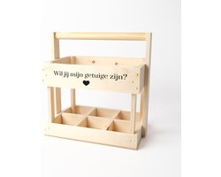 Bierkrat - Houten krat - Bierkrat hout - Bier cadeau - Houten bierkrat - Getuige vragen - Wil jij mijn getuige zijn