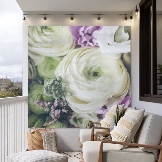 Poster Jardin Fleurs - Roses - Nature - 200x200 cm - Toile jardin - Poster extérieur