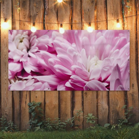Affiche clôture Fleurs - Rose - Nature - 200x100 cm - Toile de jardin