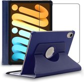 ebestStar - Hoes voor iPad mini 2021 8.3'' (6 gen) Apple, Roterende Etui, 360° Draaibare hoesje, Donkerblauw + Gehard Glas