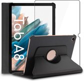 ebestStar - Hoes voor Samsung Galaxy Tab A8 10.5 (2021) SM-X200 X205, Roterende Etui, 360° Draaibare hoesje, Zwart + Gehard Glas