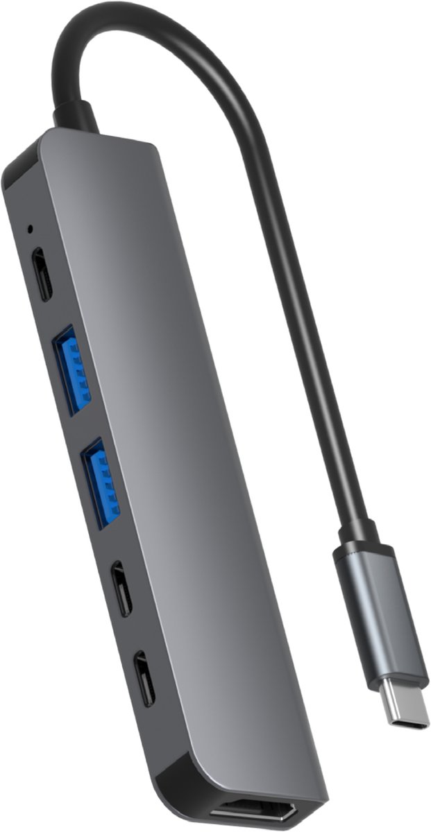 Rolio USB C Hub - 1x HDMI 4K - 3x USB-C - 2x USB-A - USB Splitter - Geschikt voor Macbook Pro / Air / Windows / Universeel op Prijzenvolger.com