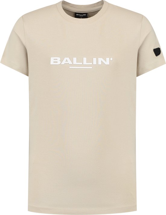 Ballin Amsterdam - Jongens Slim fit T-shirts Crewneck SS - Sand - Maat 8