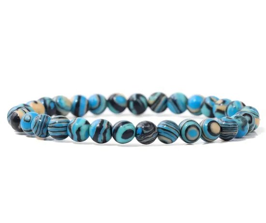 Armband - natuursteen - blauwe malachiet - 8 mm - 18,5 cm