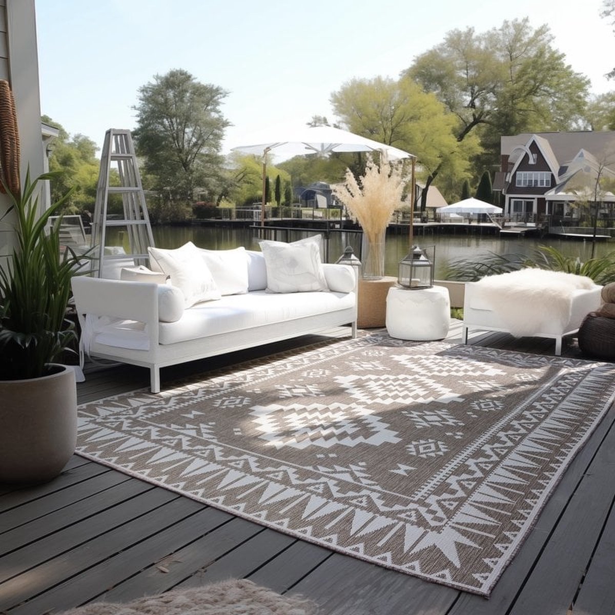 Flycarpets Elle Decoration - Binnen & Buitenkleed - Omkeerbaar - Gemini - Linen / Beige - 200x290 cm
