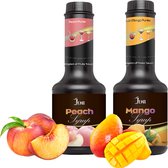 Limonade | Bubble Tea Syrup | Smoothie Basis | Cocktail Syrup | Dessert Syrup | JENI Peach Syrup - 600g x 1 + Mango Syrup - 600g x 1