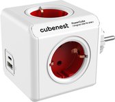Cubenest PowerCube Original USB A+C PD 20 W, Type F, max 16A/250V~3680W, Rood