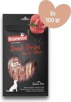 Rosewood by Pets Unlimited - Steak Strips - hondensnacks - Rund - 8 zakjes à 100g