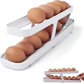 Eierdispenser, eierstandaard opslag, automatisch rollend eierreservoir, 2 verdiepingen eierdispenser, eierplateau voor de keuken, koelkast, eieropslag, voor eieropslag