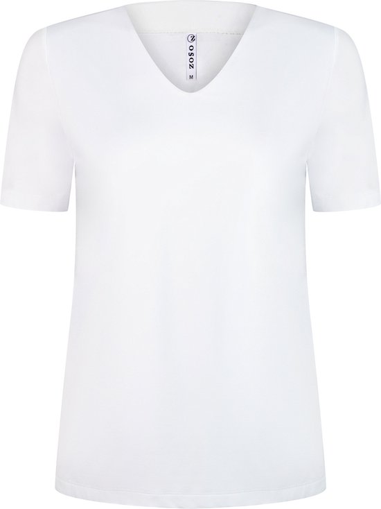 Zoso T-shirt Rachel Luxury Basic T Shirt 242 0016 White Dames Maat - XL