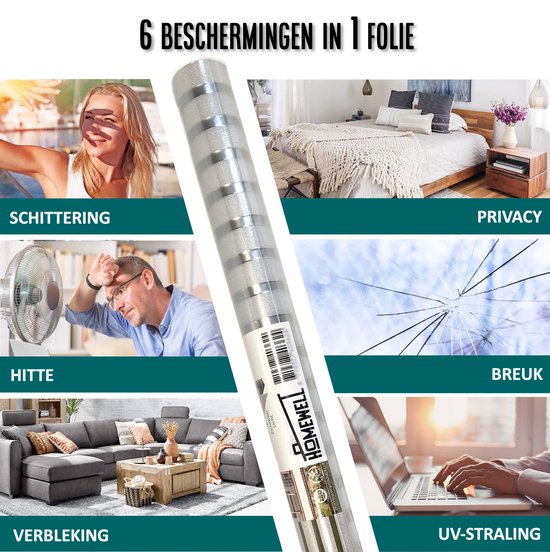 Homewell® Isolerende Raamfolie Strepen - Voor HR++(+) Glas - 70x300cm – Zonwerend - Horizontaal & Verticaal - Statisch