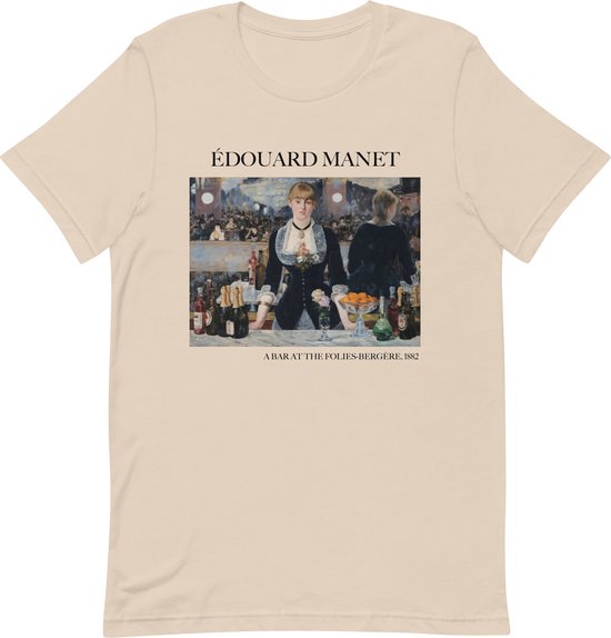 Édouard Manet 'Een Bar bij de Folies-Bergère' ("A Bar at the Folies-Bergère") Beroemd Schilderij T-Shirt | Unisex Klassiek Kunst T-shirt | Geel | S