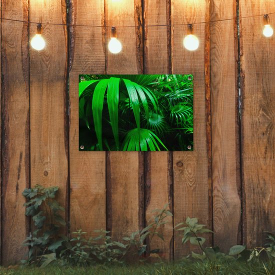 Affiche de jardin Feuilles de palmier dans la jungle 60x40 cm - petit - Toile de jardin / Toile d'extérieur / Peintures d'extérieur (décoration de jardin)