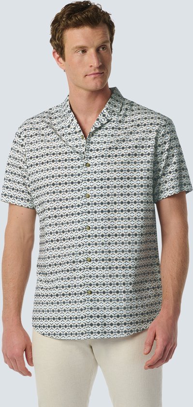 No Excess Mannen Korte Mouwen Overhemd Met Resort Kraag En Grafisch Patroon Hemelsblauw XL
