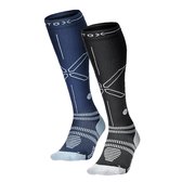 Chaussettes STOX Energy - Lot de 2 Chaussettes de sport pour femme - Chaussettes de compression Premium - Couleurs : Blauw/ Bleu clair - Zwart/ Grijs - Taille : Petit - 2 paires - Avantage
